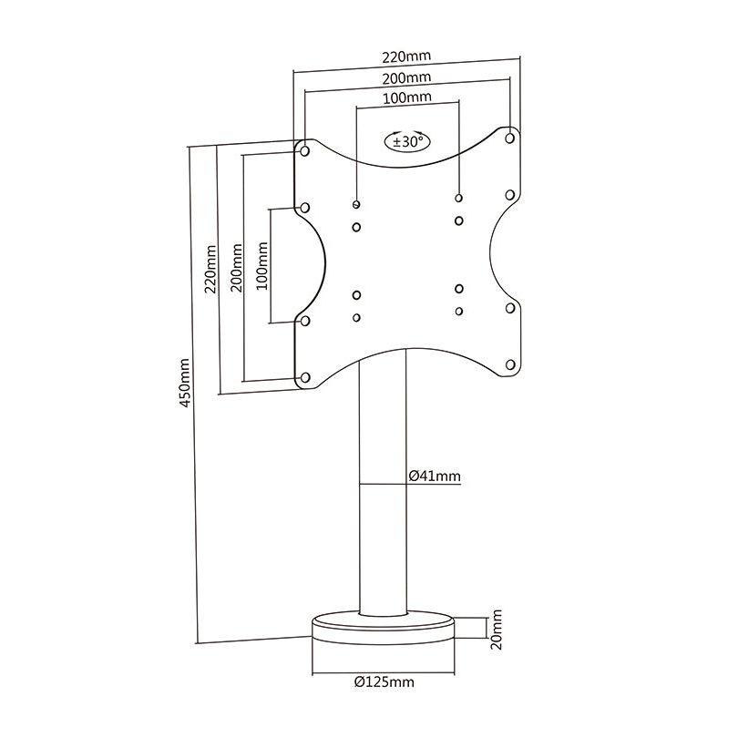 Dark Slate Gray Multibrackets M VESA Bolt Down TV-mount Turn 200 MAX