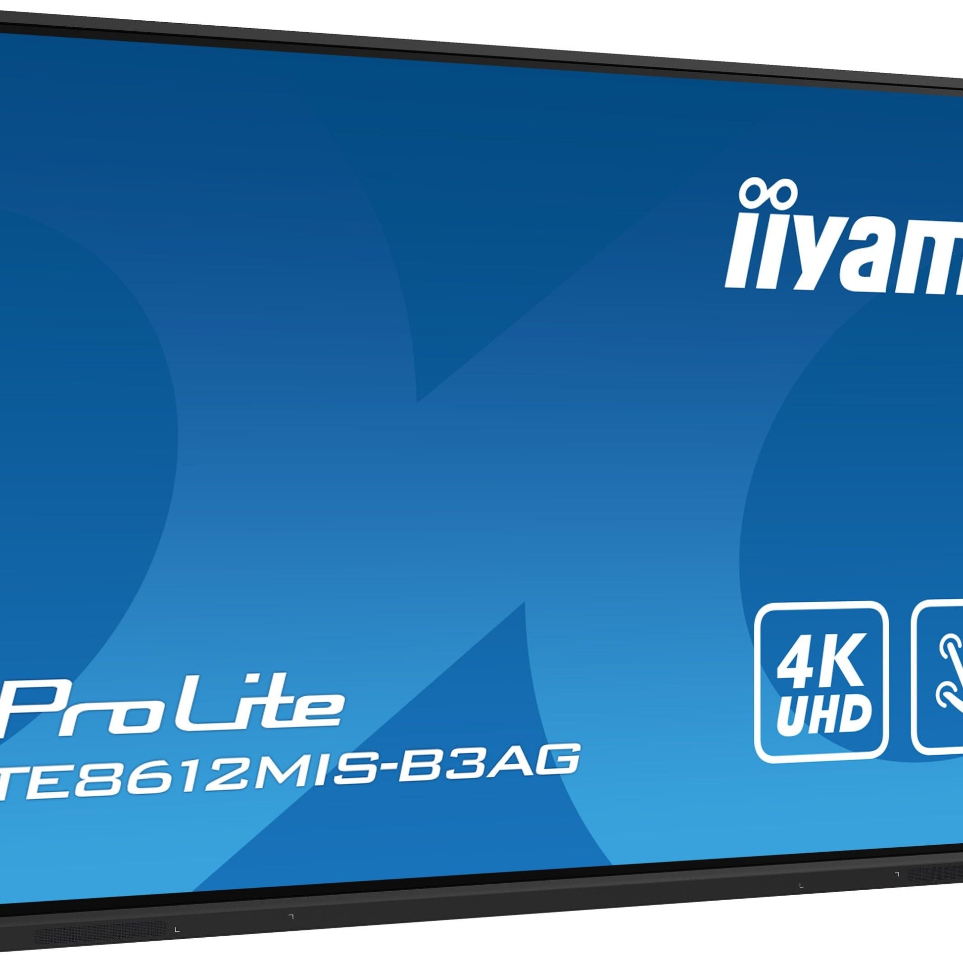 Dark Cyan iiyama TE8612MIS-B3AG Signage Display Kiosk design 2.18 m (86") LCD Wi-Fi 400 cd/m² 4K Ultra HD Black Touchscreen Built-in processor Android 11 24/7