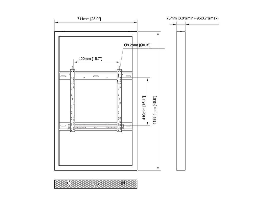 Gray Multibrackets M Pro Series - Enclosure 50" Wall Medium White