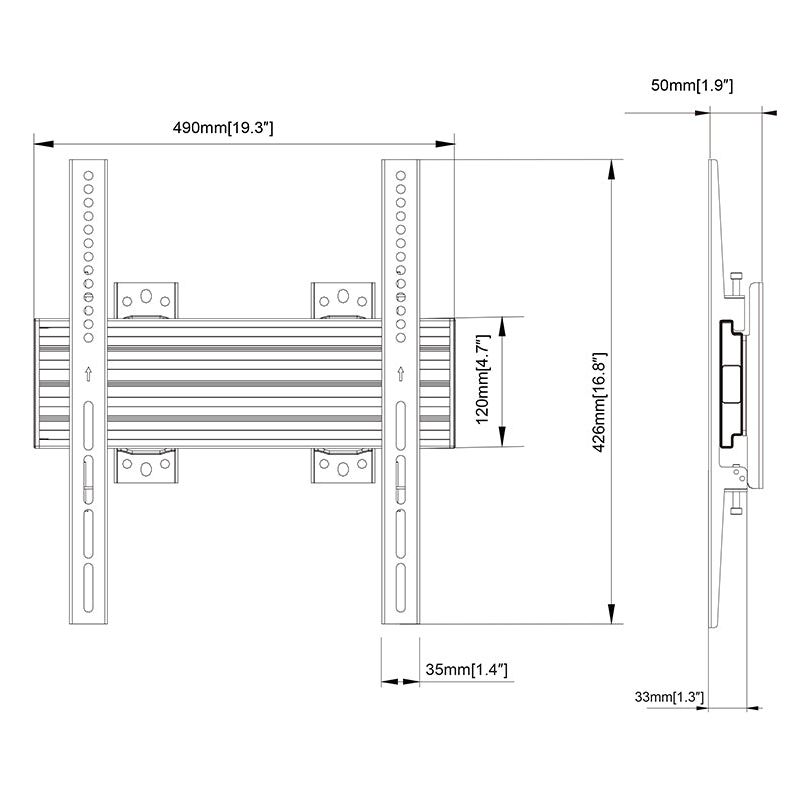 Light Gray Multibrackets M Wallmount Pro MBW1U 400 Fixed Black