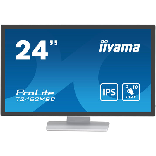 Dark Cyan iiyama ProLite computer monitor 60.5 cm (23.8") 1920 x 1080 pixels Full HD LCD Touchscreen Multi-user White