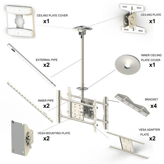 Light Gray Multibrackets M Public Ceilingmount Large Back to Back White 3000