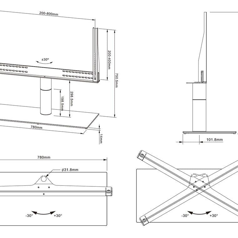 Lavender Multibrackets M VESA Tablestand Turn Black X Large MAX 800x400
