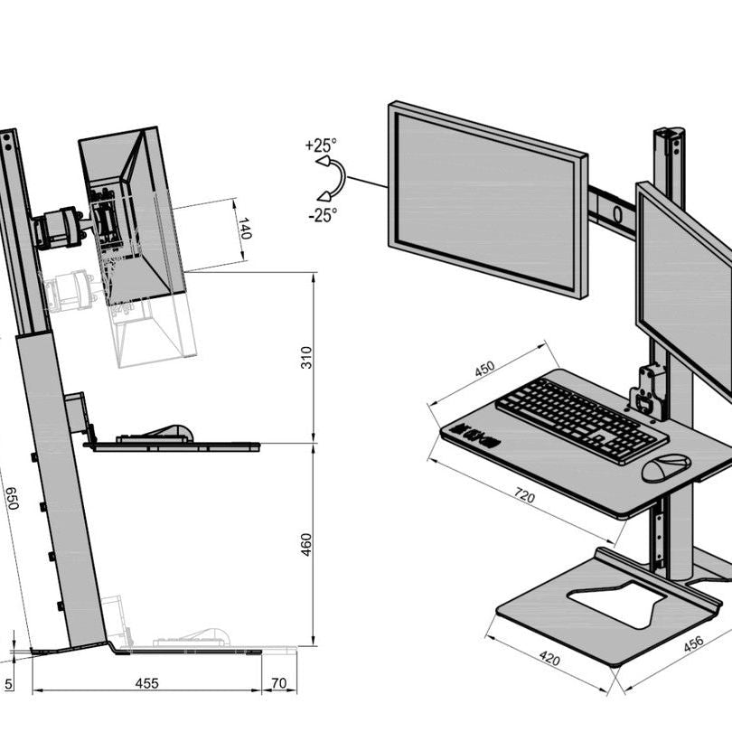 Gray Multibrackets M Easy Stand Dual Monitor Mount Black