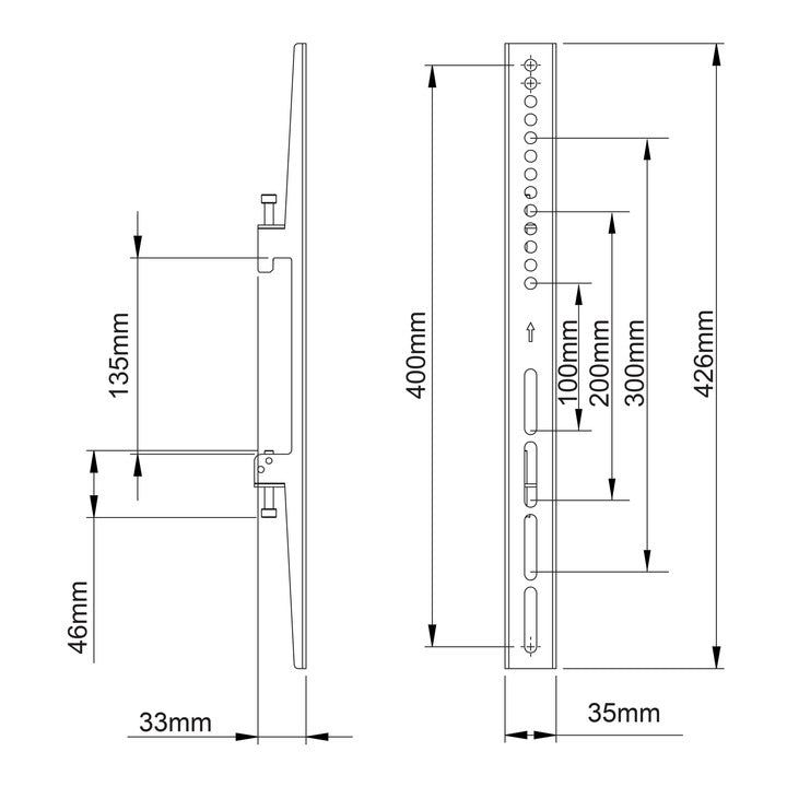 Gray Multibrackets M Pro Series - Fixed Arms 400mm