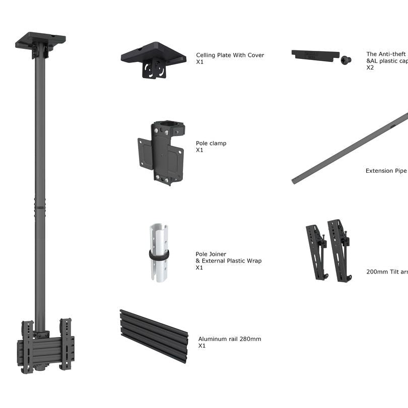 Dark Slate Gray Multibrackets M Ceiling Mount Pro MBC1U, VESA 200
