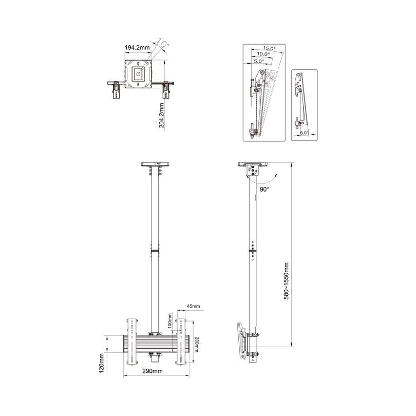 Light Gray Multibrackets M Ceiling Mount Pro MBC1U, VESA 200
