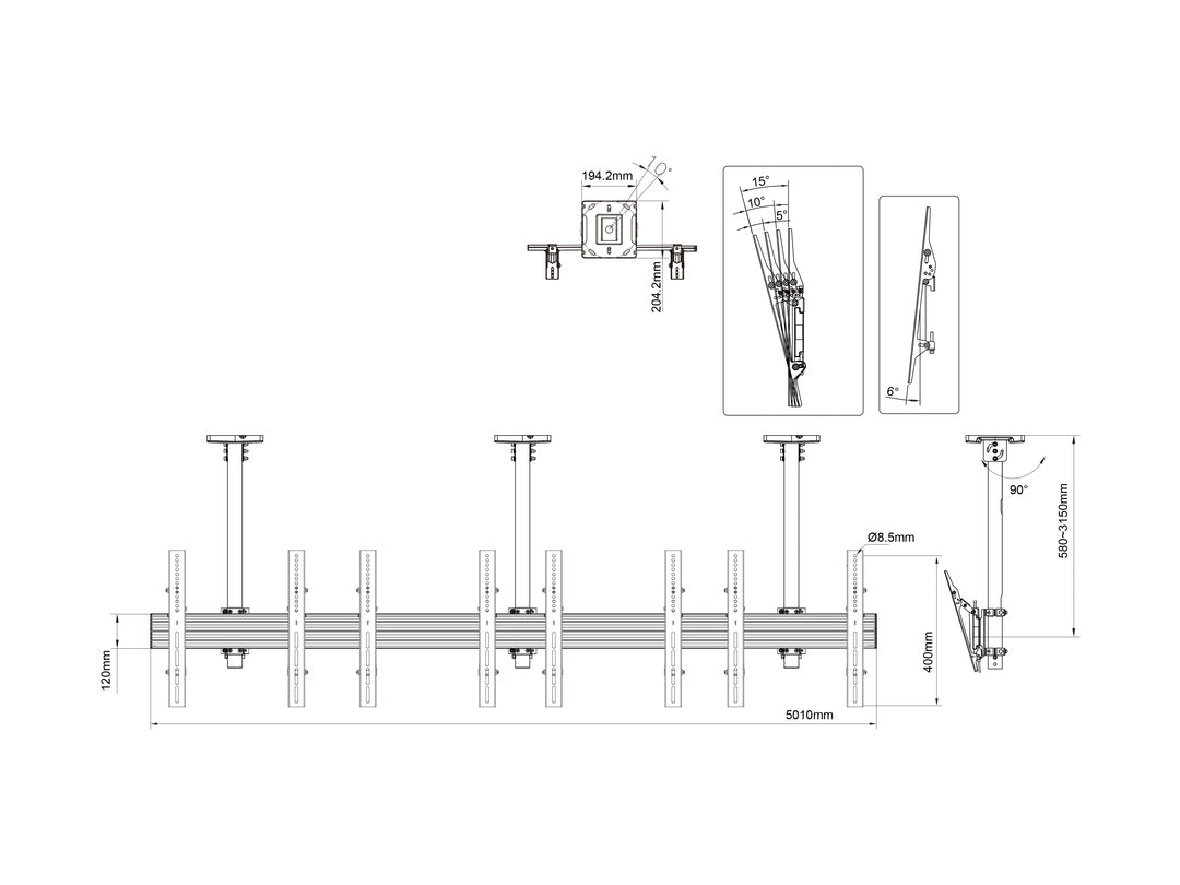 Light Gray Multibrackets M Menu Board Mount Pro MBC4X1U