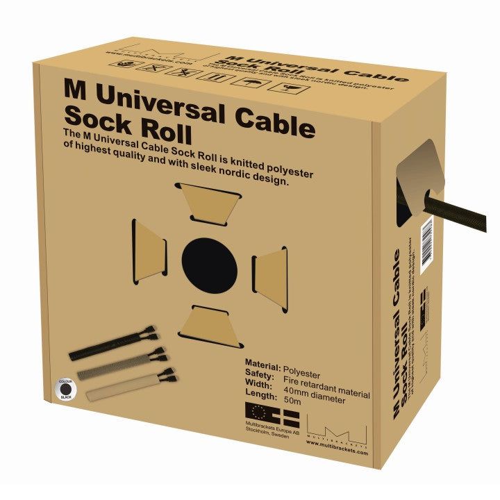 Dark Khaki Multibrackets M Universal Cable Sock Roll Black 40mm-W 50m-L