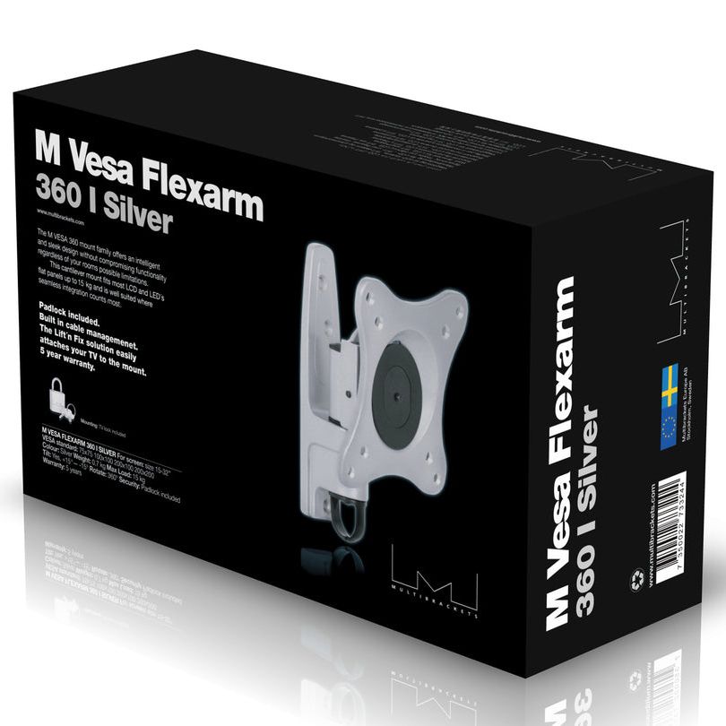 Black Multibrackets M VESA Flexarm 360 I Silver 75 100 200
