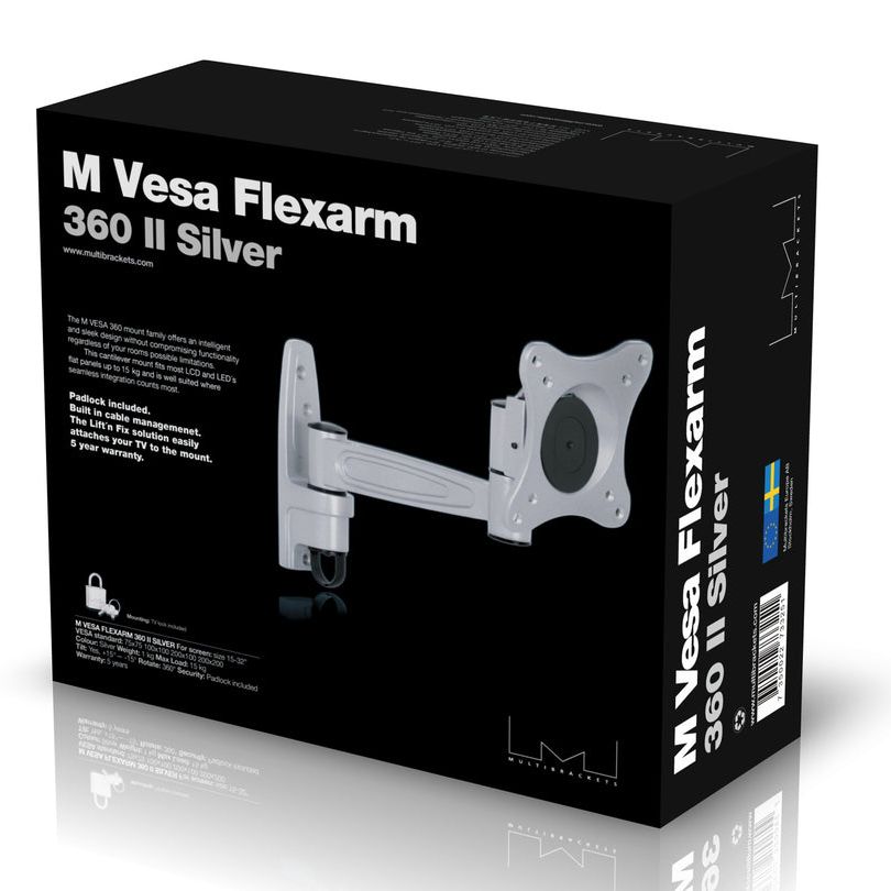 Black Multibrackets M VESA Flexarm 360 II Silver 75 100 200