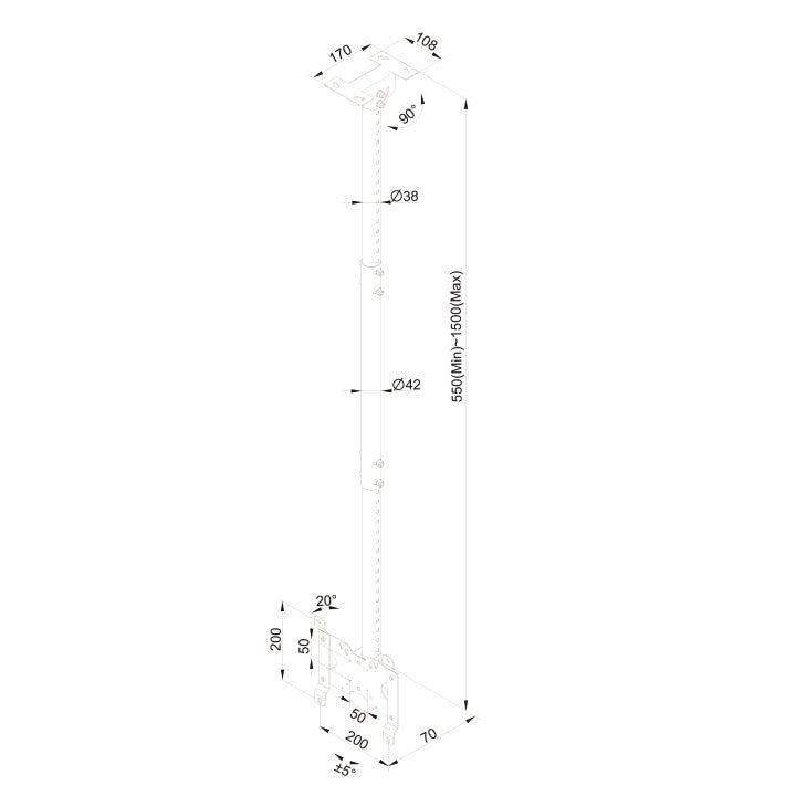 White Smoke Multibrackets M Public Ceilingmount Small Single White 1500