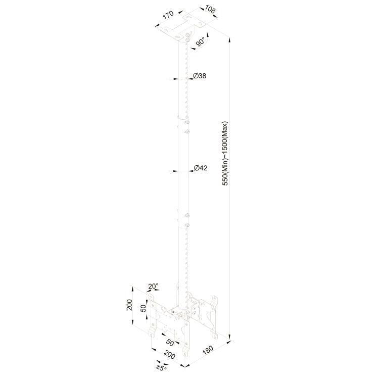 White Smoke Multibrackets M Public Ceilingmount Small Back to Back White 1500