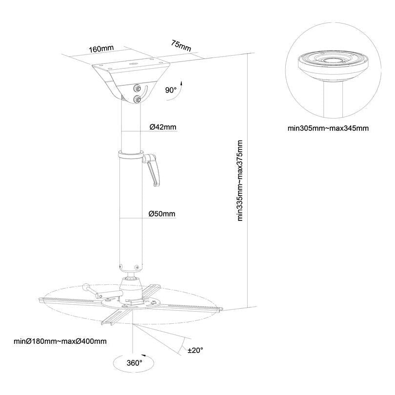 Lavender Multibrackets M Projector Mount HD 305-345mm