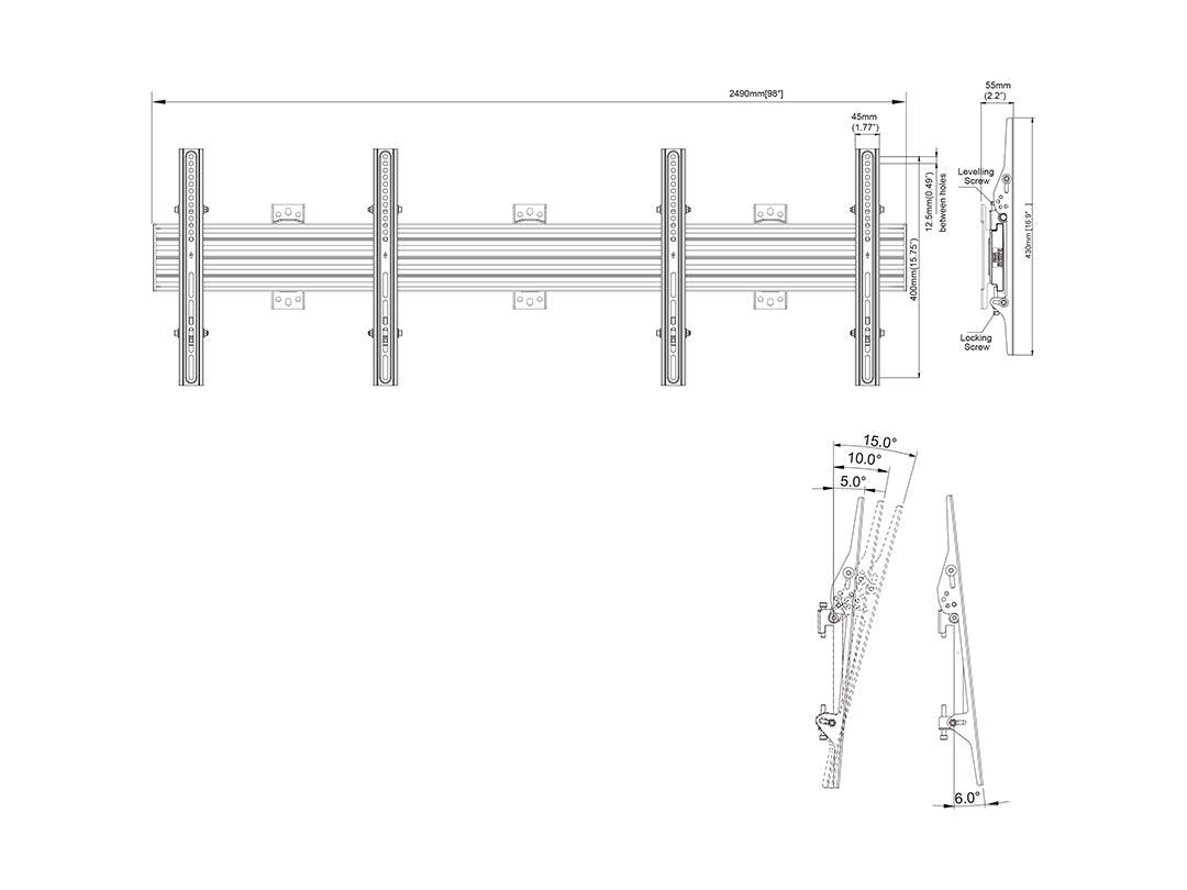 Gray Multibrackets M Wallmount Pro MBW2UHD Tilt Black