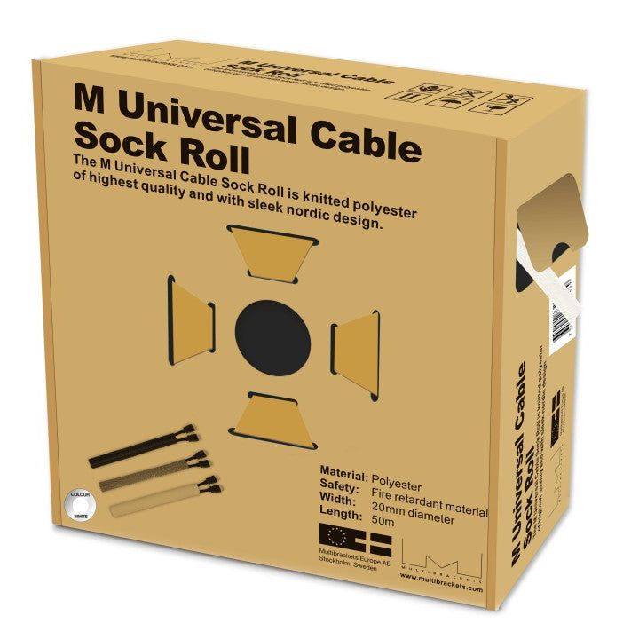 Dark Khaki Multibrackets M Universal Cable Sock Roll White 20mm-W 50m-L