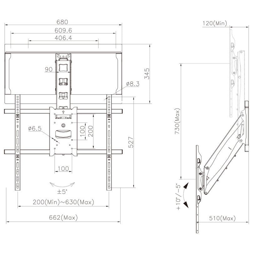 Light Gray Multibrackets M Pull Down Full Motion Flexarm