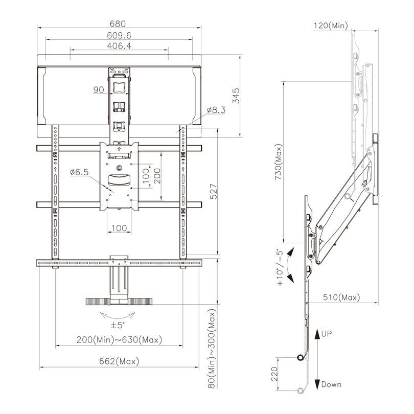 Light Gray Multibrackets M Pull Down Full Motion Flexarm