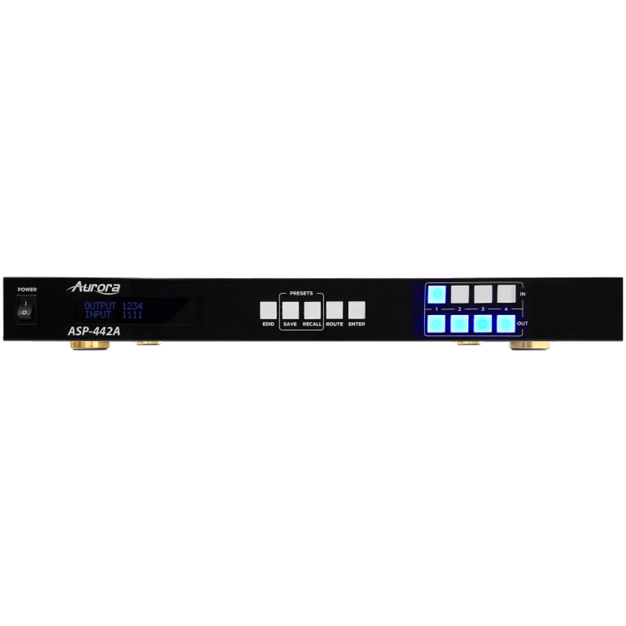 Black Aurora Multimedia ASP-442A 4x4 HDMI 2.0A Matrix 4K60Hz UHD