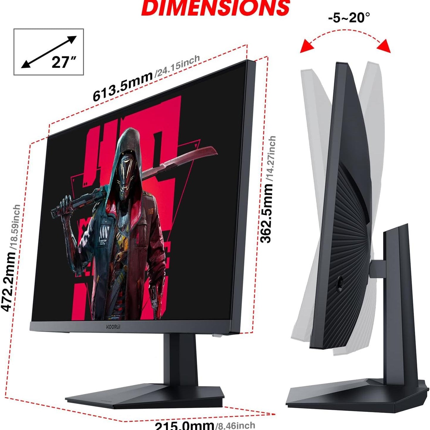 Pale Violet Red Koorui GN07 27" IPS 170Hz 1m Gaming Monitor