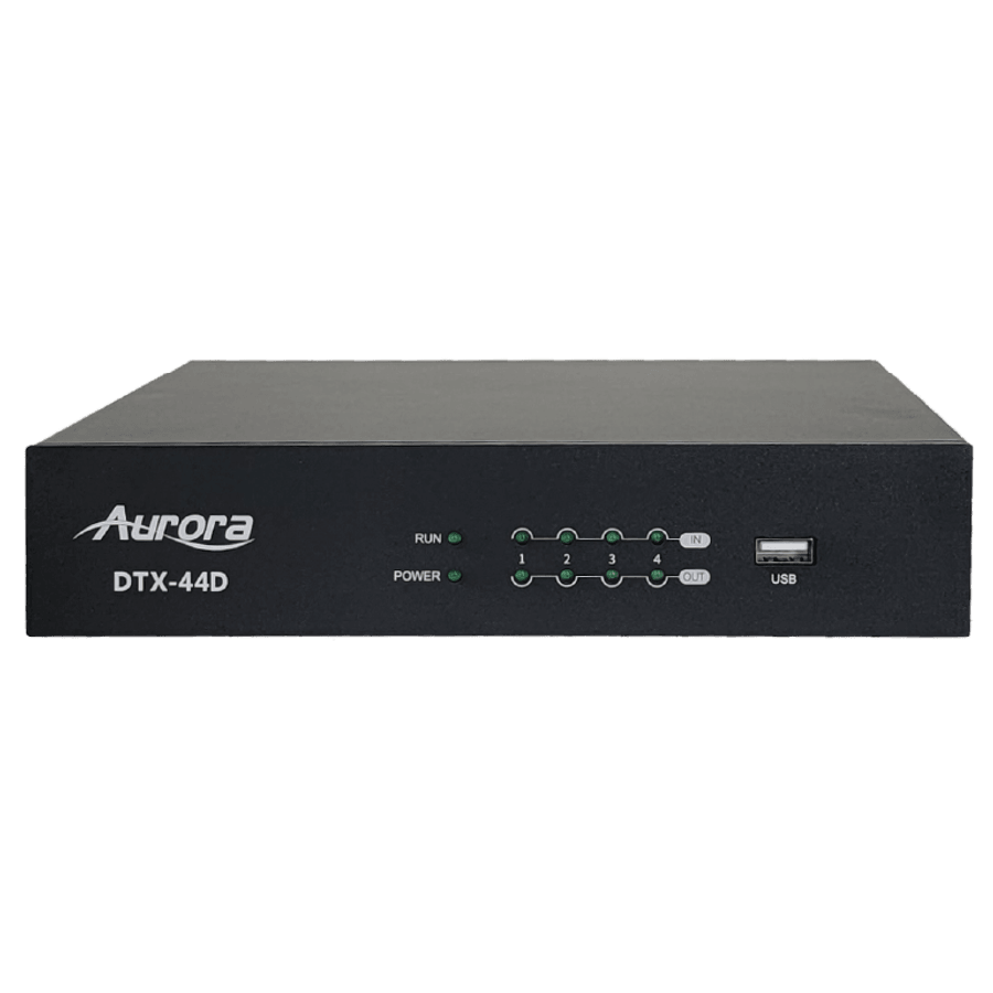 Dark Slate Gray Aurora DTX-44D 4x4 Dante DSP with 4x4 analog in and out