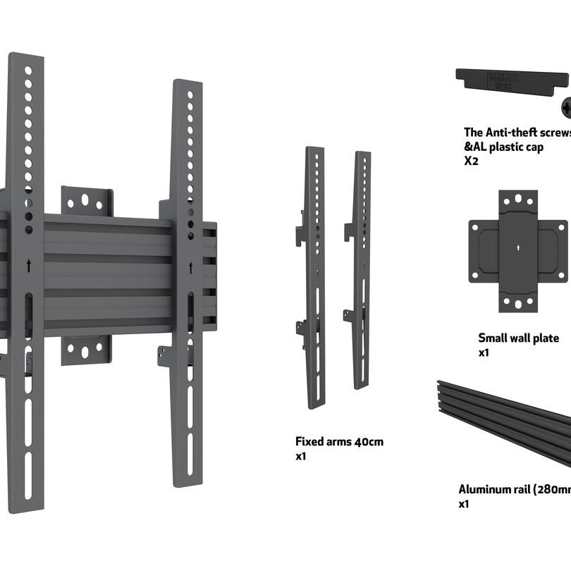 Dim Gray Multibrackets M Wallmount Pro MBSTH1UP 200x400 Fixed Black