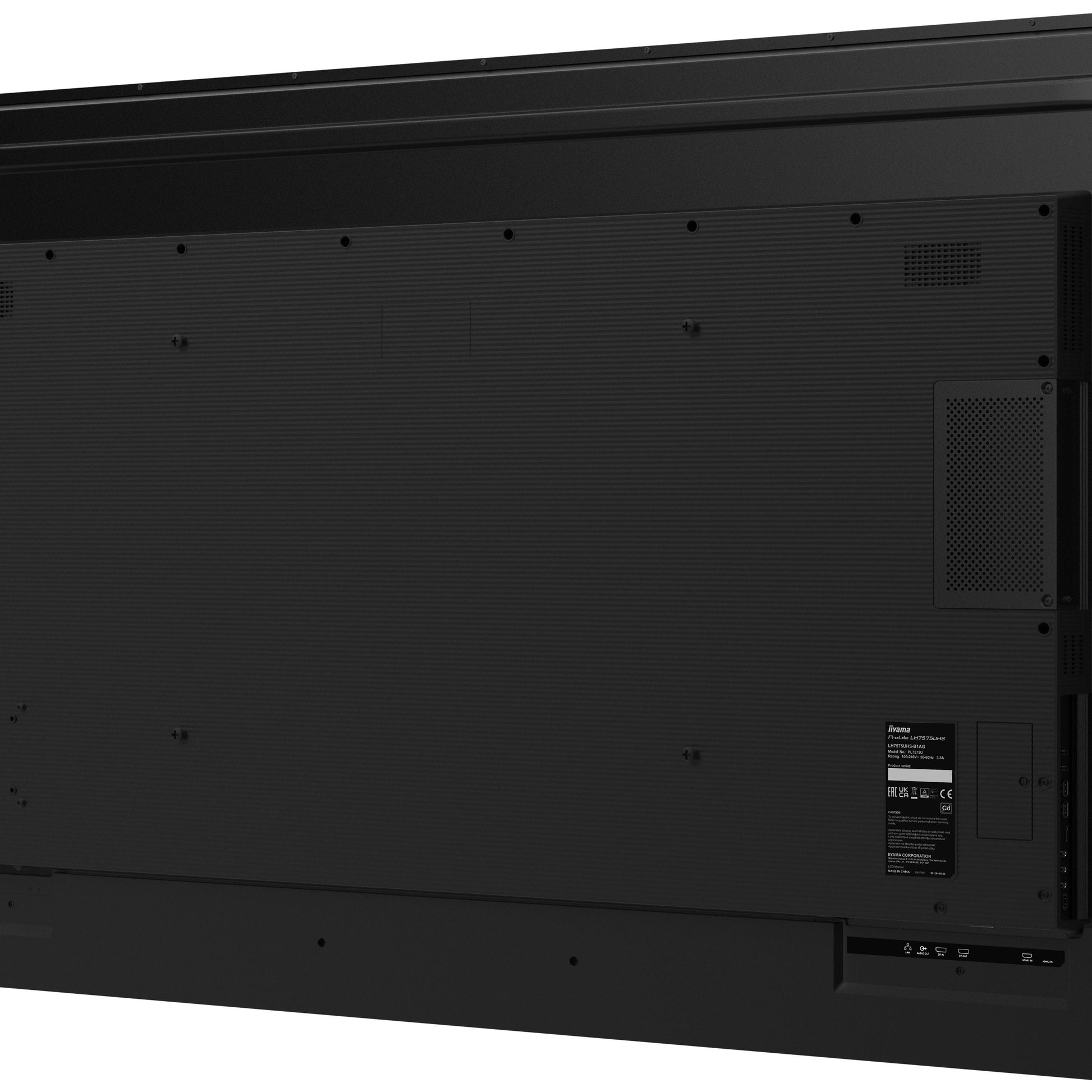 Dark Slate Gray iiyama LH7565UHSB-B1 Signage Display Kiosk design 189.2 cm (74.5") LED Wi-Fi 800 cd/m² 4K Ultra HD Black Built-in processor Android 11 24/7
