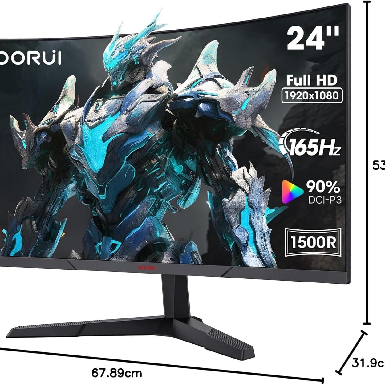 Dark Slate Gray Koorui 24E6CA 24" Curved VA 165Hz 1ms FHD 1500R Gaming Monitor