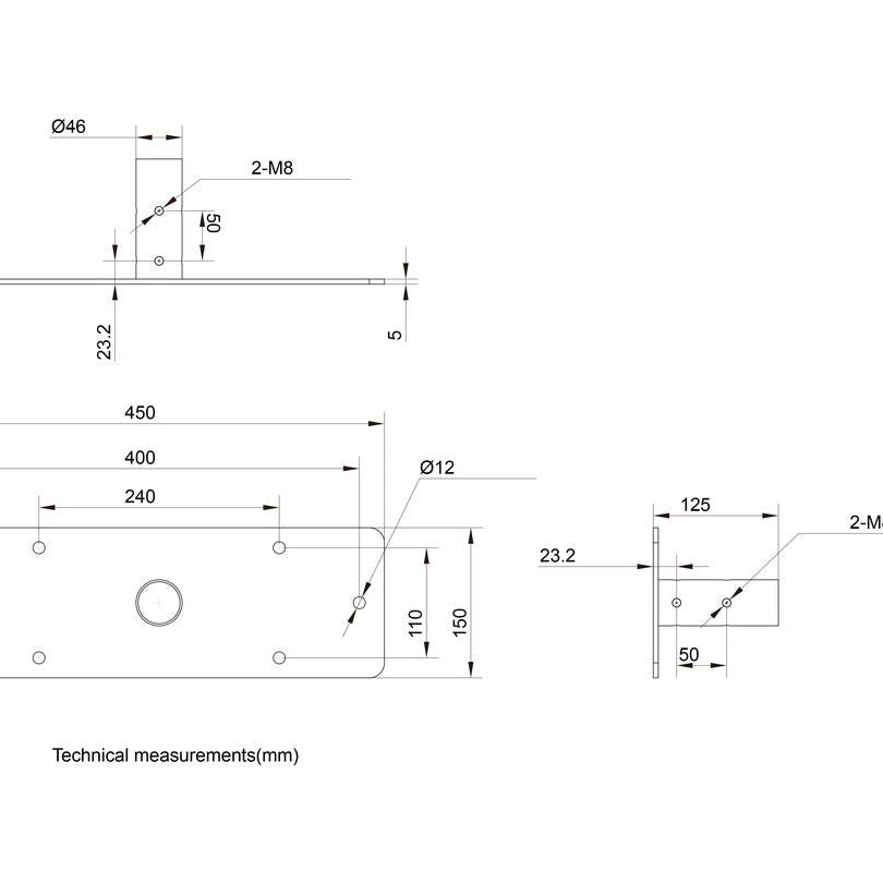 Lavender Multibrackets M Pro Series - Bolt Down Pole Plate
