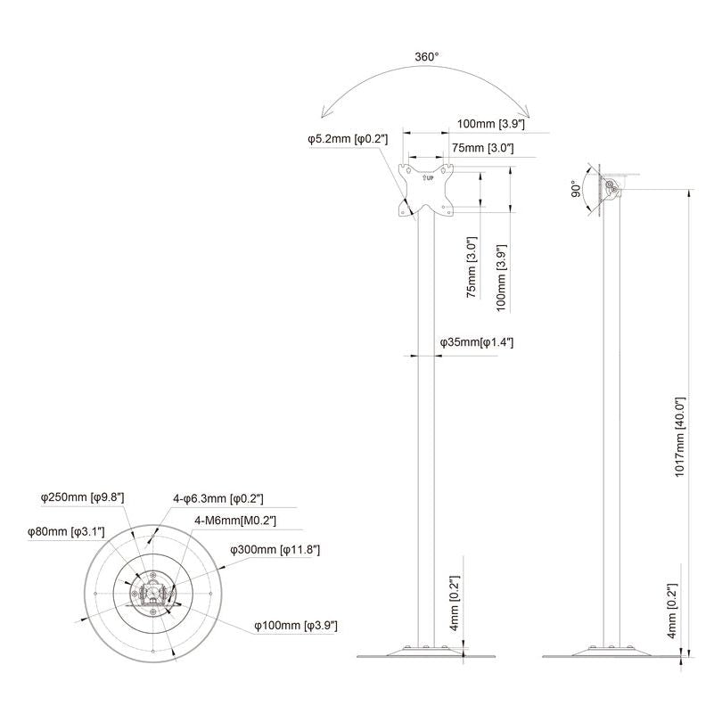 Lavender Multibrackets M Pro Series Single Pole Floorbase