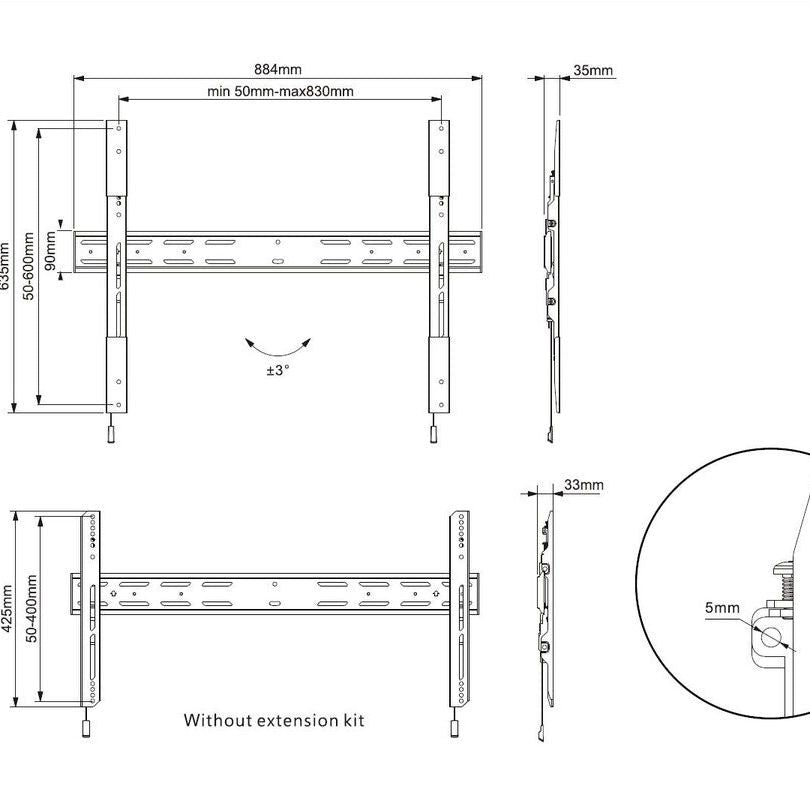 Dark Slate Gray Multibrackets M Universal Wallmount Fixed X Large
