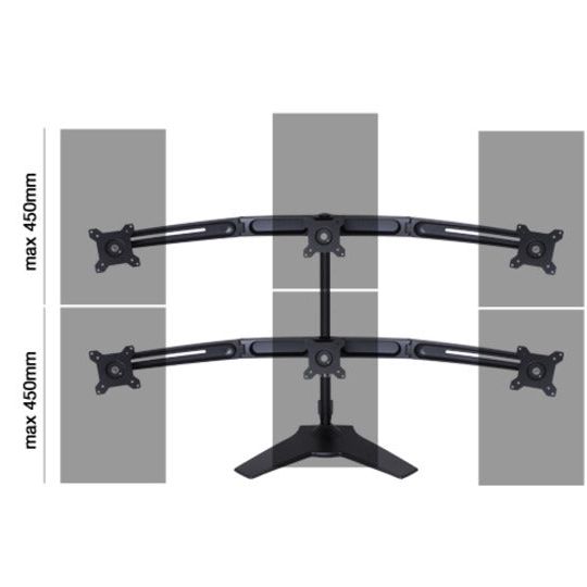 Dark Gray Multibrackets M VESA Desktopmount Triple Stand 15"-24" Expansion Kit