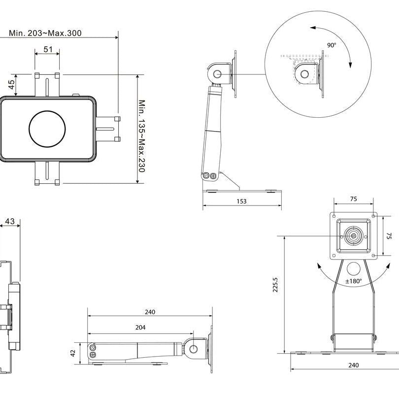 Light Gray Multibrackets M Tablestand with Lockable Tablet Mount