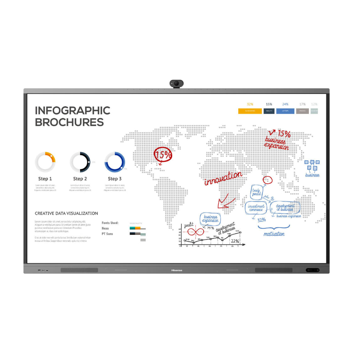 Light Gray Hisense 65WR6BE 65” Advanced 4K Interactive Touchscreen Display (with optional plug-in camera)