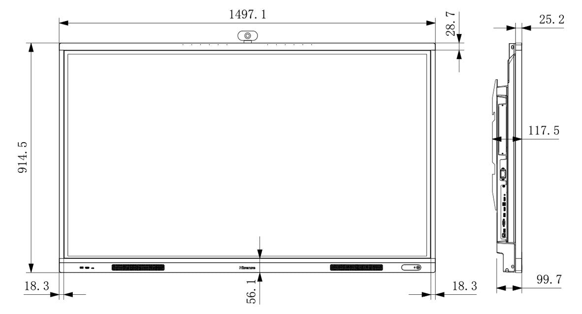 Light Gray Hisense 65WR6BE 65” Advanced 4K Interactive Touchscreen Display (with optional plug-in camera)