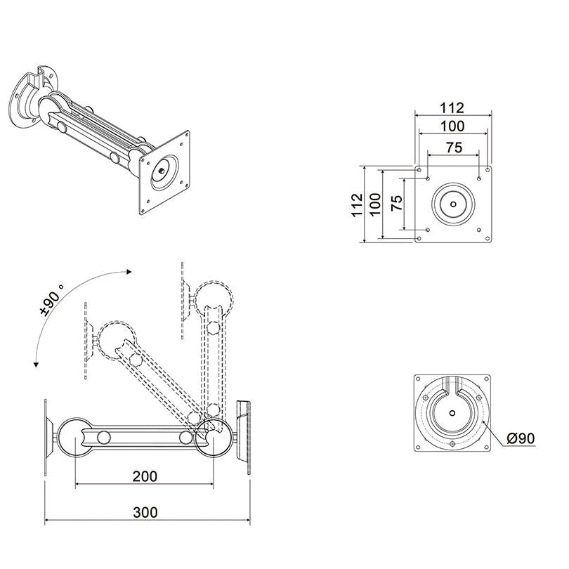 Light Gray Multibrackets M VESA Monitor/Tablet Arm 75/100