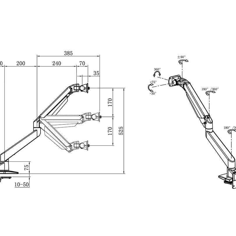 Black Multibrackets M Gaslift Arm Samsung G9 Single Black