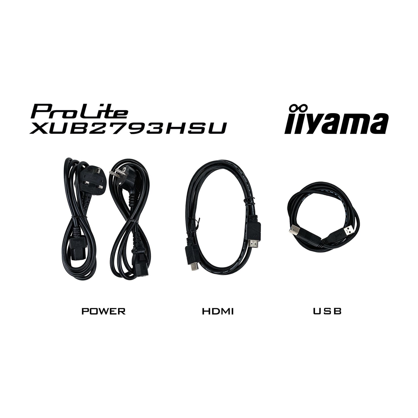 Black iiyama ProLite XUB2793HSU-B6 27” IPS technology panel with height adjustable stand and 100Hz refresh rate