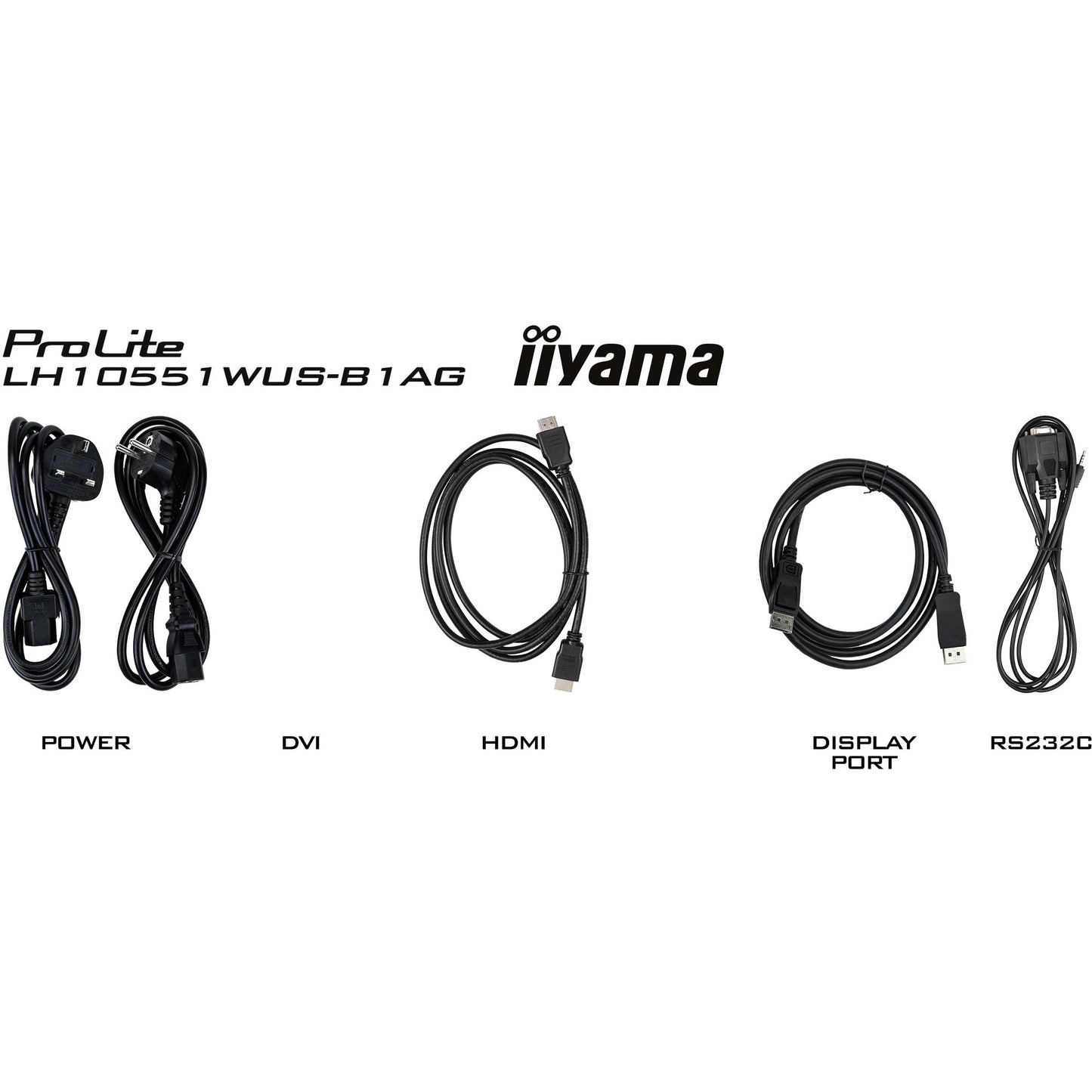 Black iiyama ProLite LH10551UWS-B1AG 105" IPS LCD 25% Haze 21:9 Ultra-Wide, 5K 5120x2160 24/7 Hour Operation Large Format Display