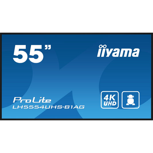 Dark Cyan iiyama ProLite LH5554UHS-B1AG 55" 4K UHD Professional Digital Signage 24/7 display with Android OS & FailOver