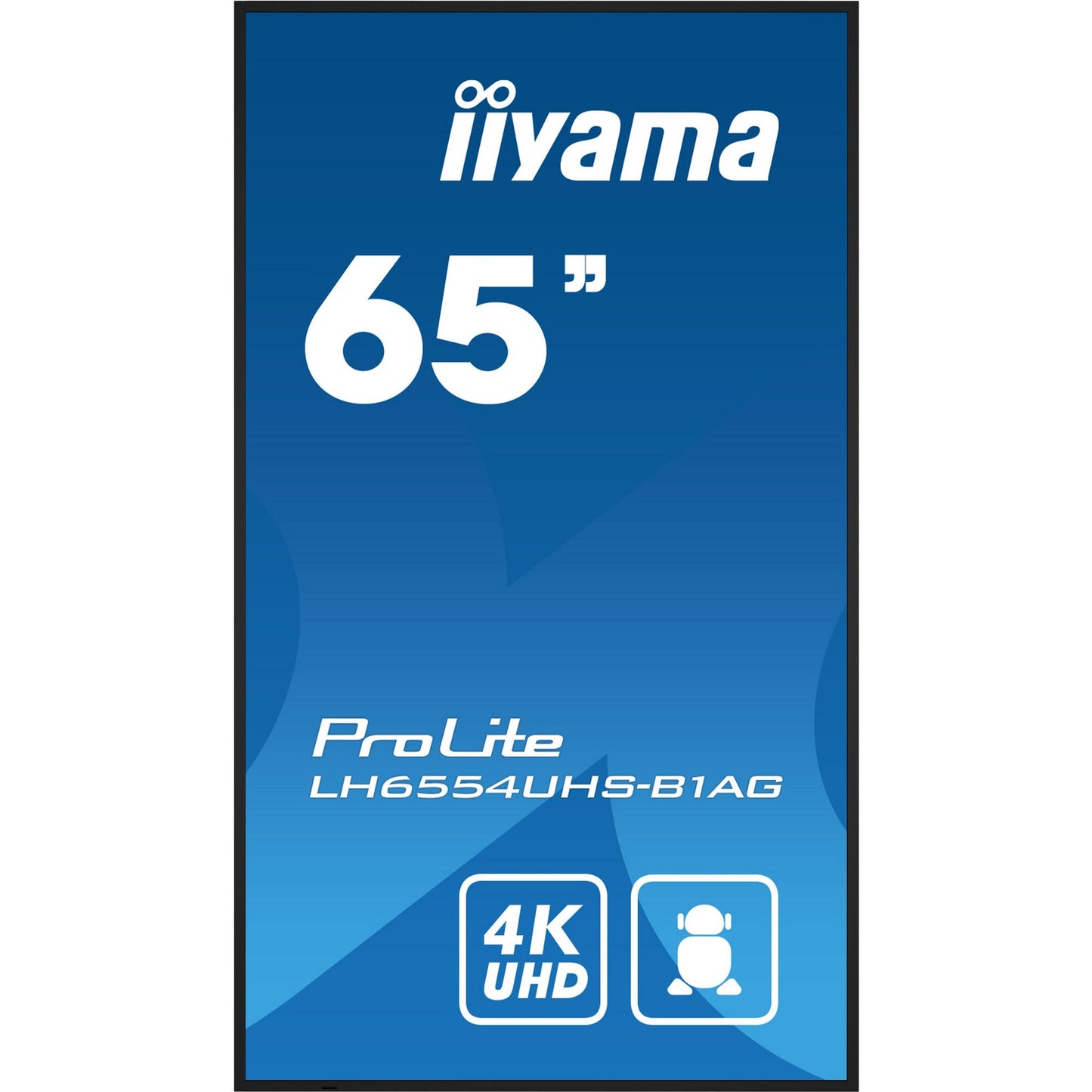 Dark Cyan Iiyama ProLite LH6554UHS-B1AG 65" 4K UHD Professional Digital Signage 24/7 display featuring Android OS, FailOver and Intel® SDM slot