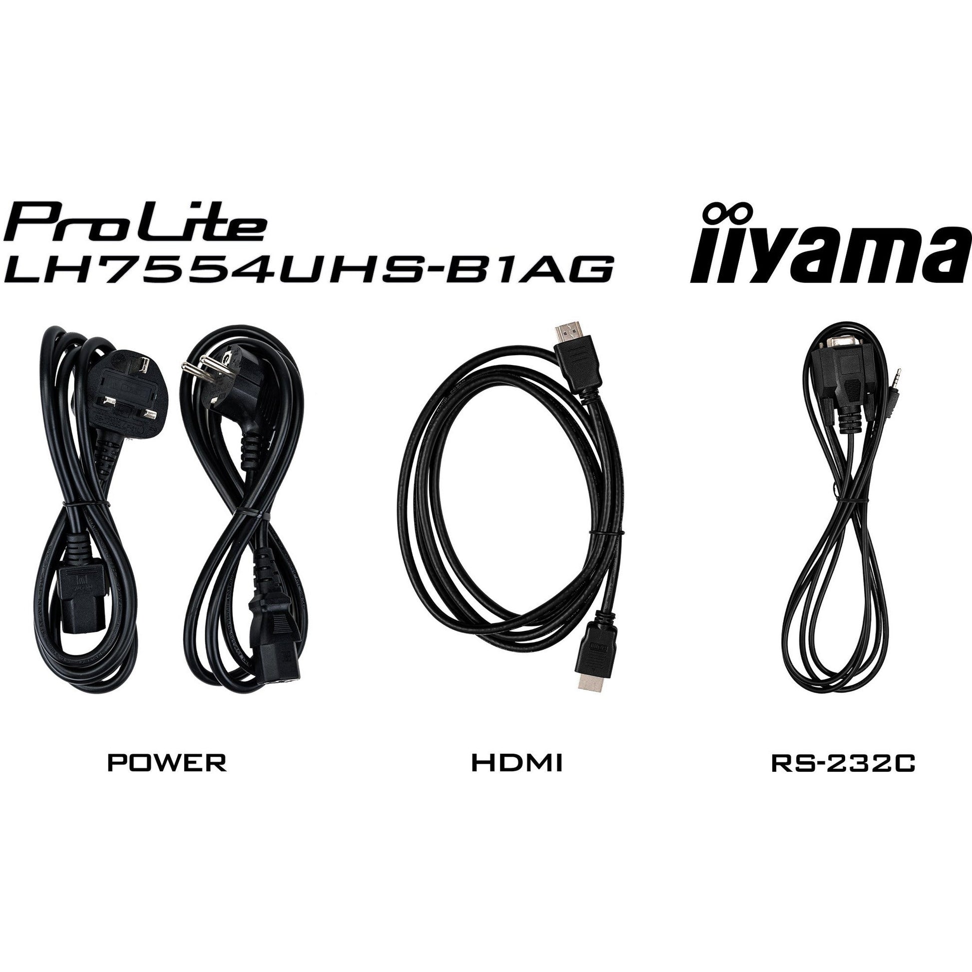 Black Iiyama ProLite LH7554UHS-B1AG 75" 4K UHD Digital Signage 24/7 display with Android OS, FailOver & Intel® SDM slot