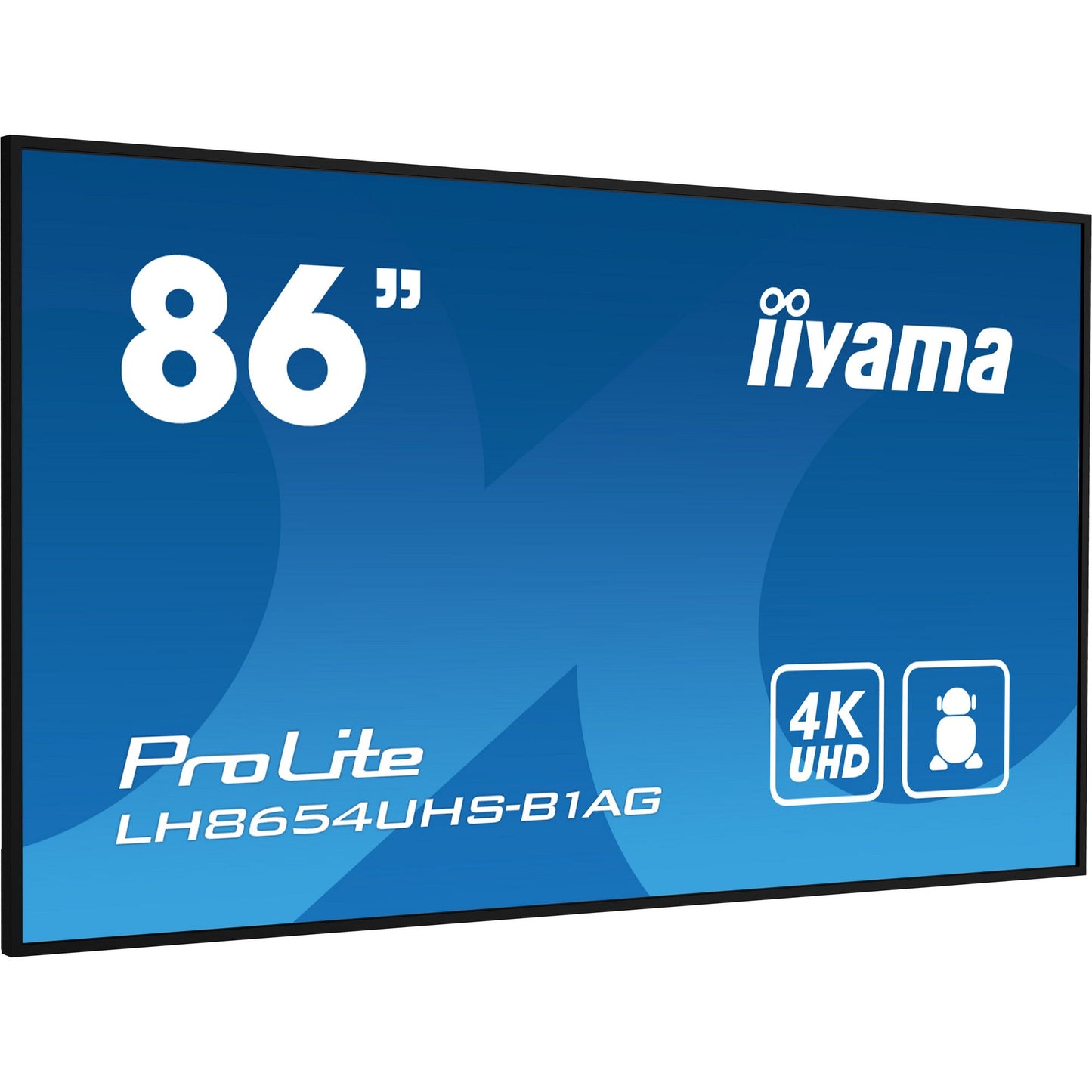 Dark Cyan Iiyama PROLITE LH8654UHS-B1AG 86" 4K UHD Professional Digital Signage 24/7 display featuring Android OS, FailOver and Intel® SDM slot