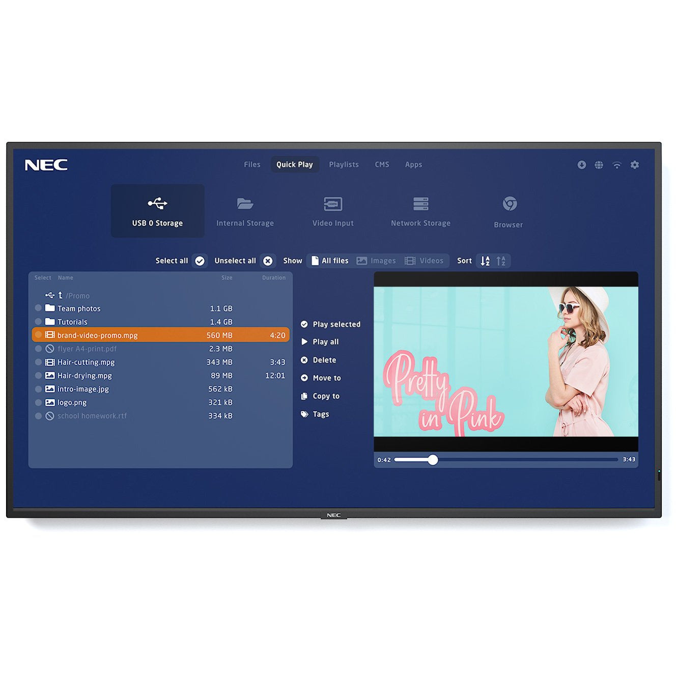 Dark Slate Gray NEC MultiSync® ME551-MPi4 LCD 55" Midrange Large Format Display (incl. NEC MediaPlayer)