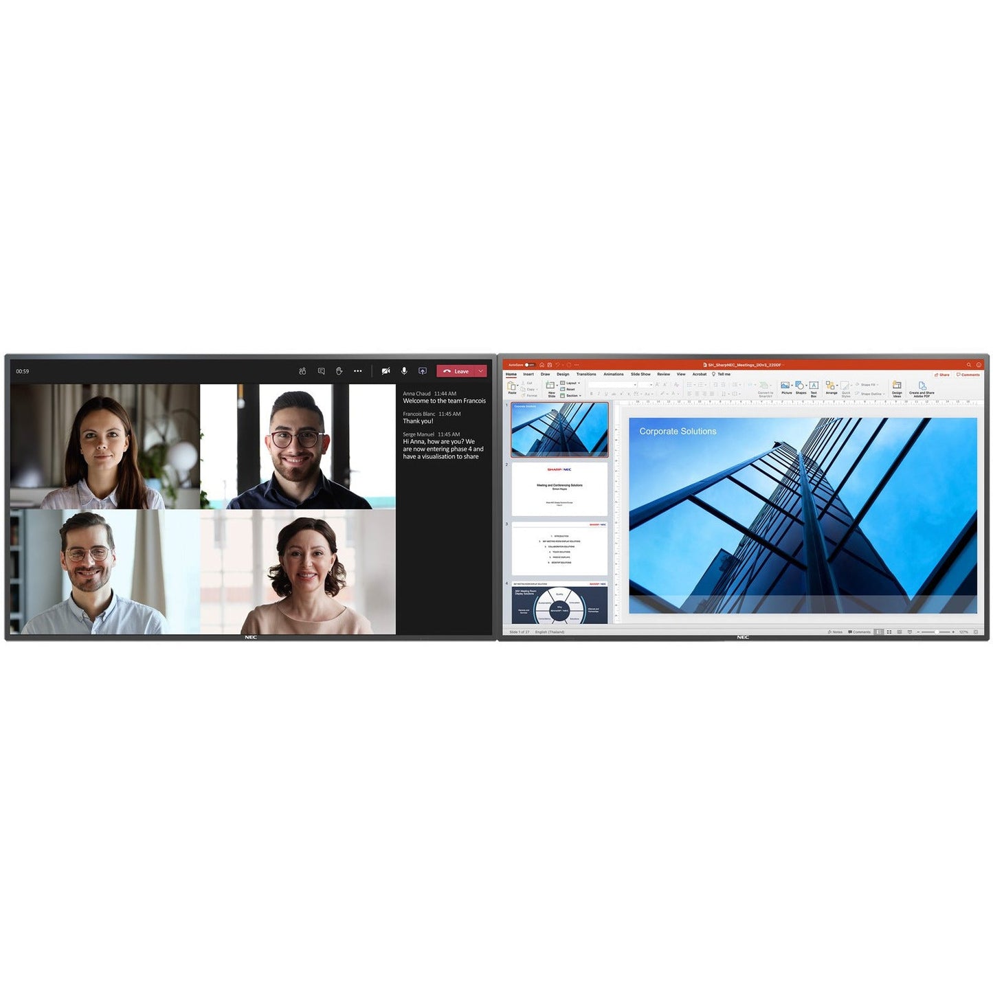Light Gray NEC 55" Du-Co Room System LCD 55" Dual Collaboration Room System