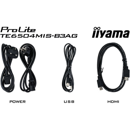 Black Iiyama ProLite TE6504MIS-B3AG 65" Interactive  4K UHD LCD Touchscreen with Integrated Whiteboard Software