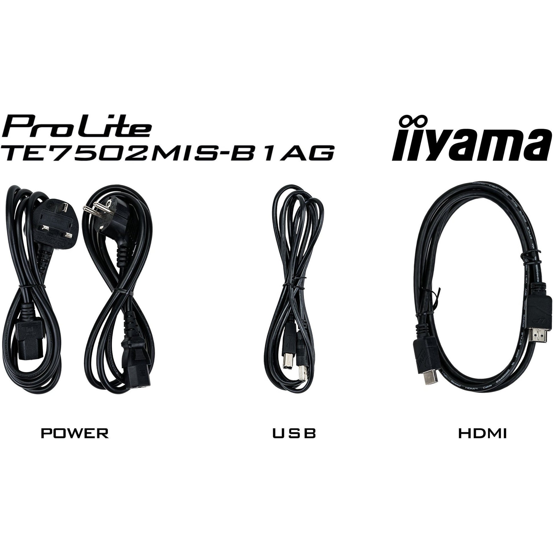 Black Iiyama ProLite TE7502MIS-B1AG 75’’ Interactive  4K UHD LCD Touchscreen with Integrated Whiteboard Software