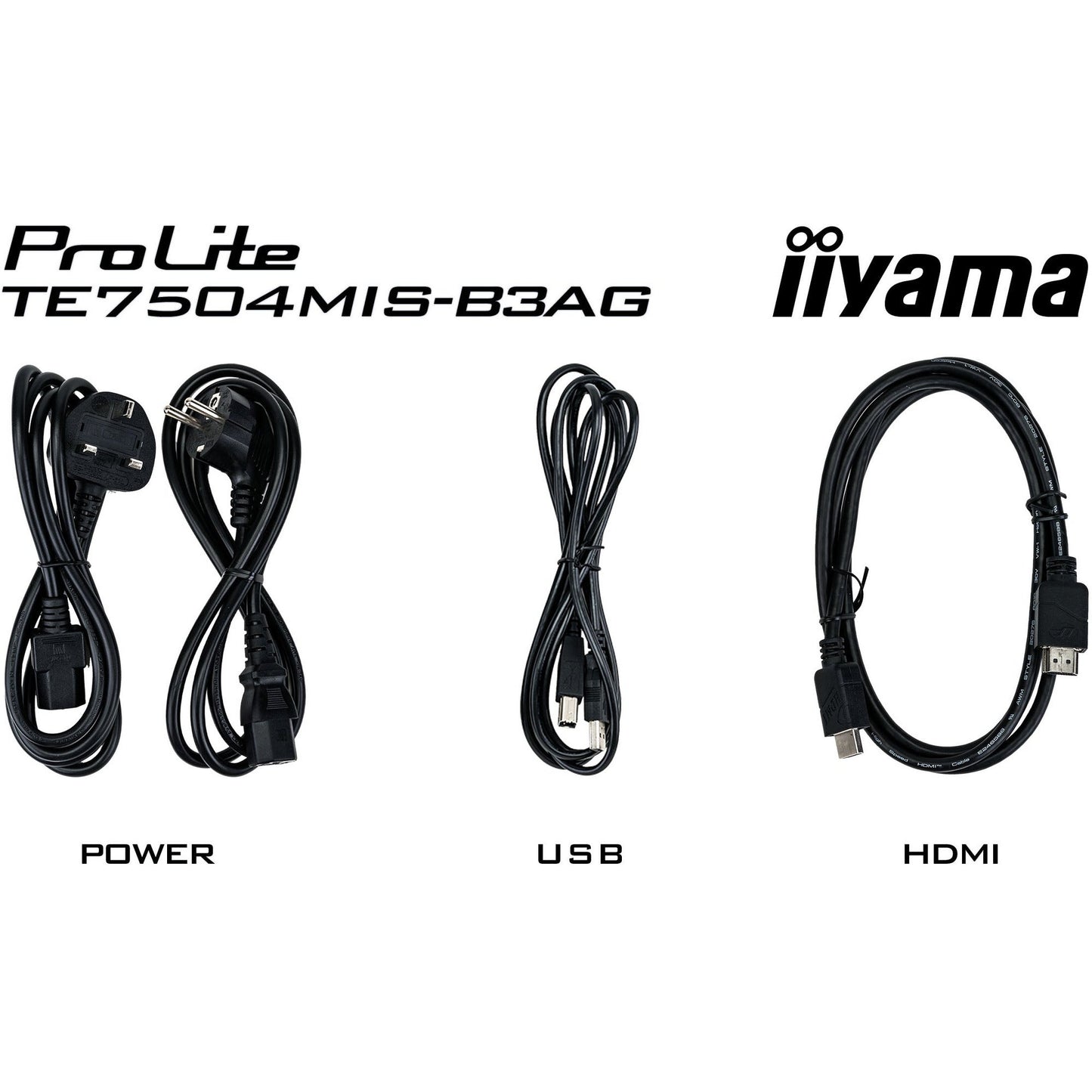 Black Iiyama ProLite TE7504MIS-B3AG 75" Interactive 4K UHD LCD Touchscreen with Whiteboard Software