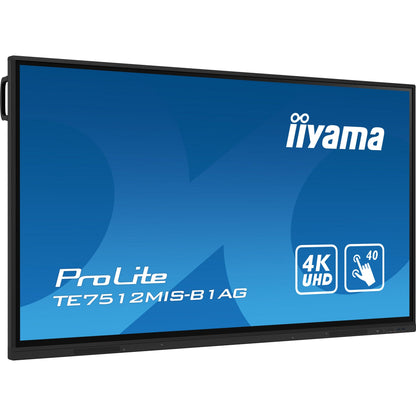 Dark Cyan Iiyama ProLite TE7512MIS-B1AG 75" Interactive 4K UHD Touchscreen with User Profiles Software