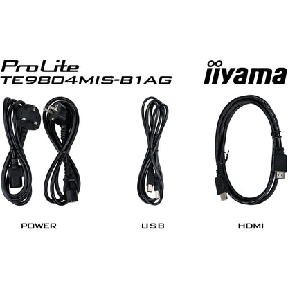 Black Iiyama ProLite TE9804MIS-B1AG 98’’ Interactive  4K UHD LCD Touchscreen with Integrated Whiteboard Software
